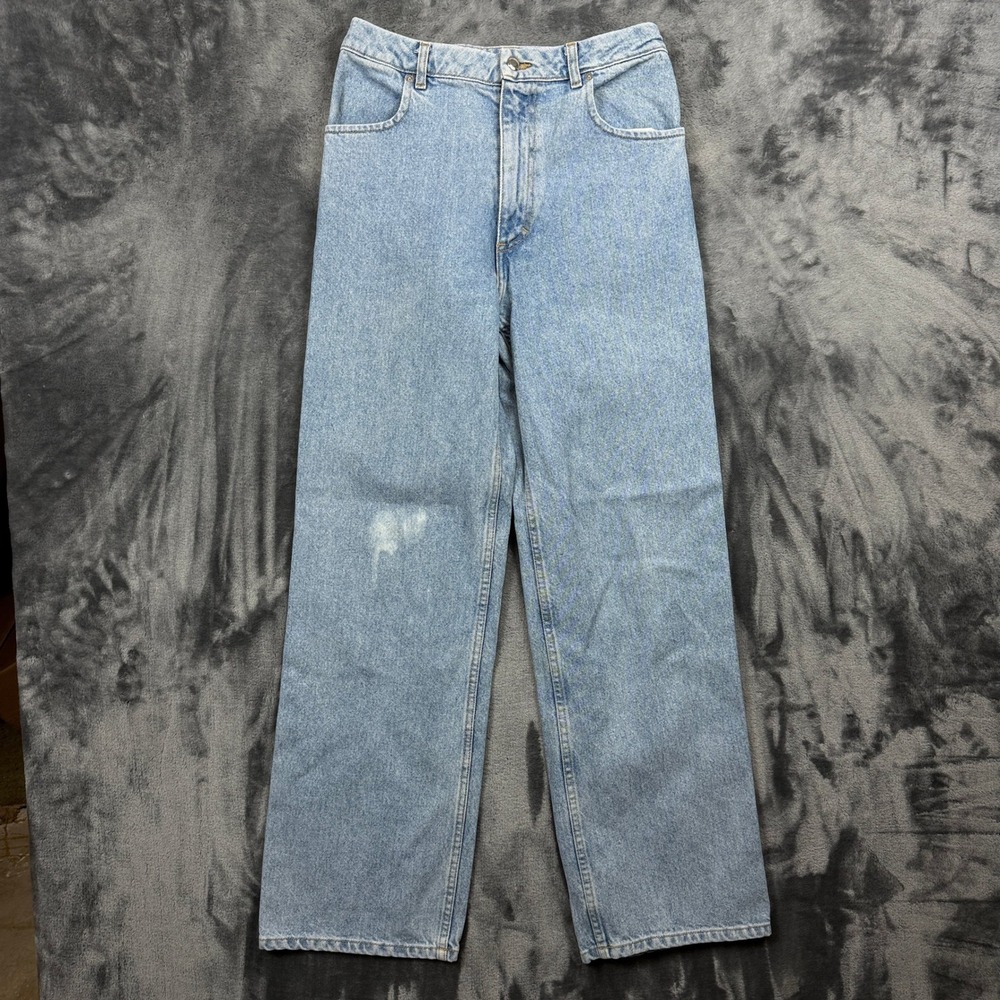 Eckhaus Latta Wide Leg Jeans Womens 29 Blue Light Wash High Rise Denim USA